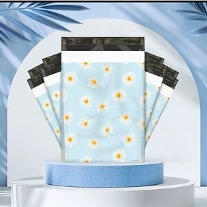 🌼20 Designer blue & white daisies Poly Mailers 10 x 13 inch
